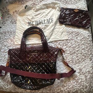 MZ Wallace Medium Sutton Burgundy/Black Lacquer